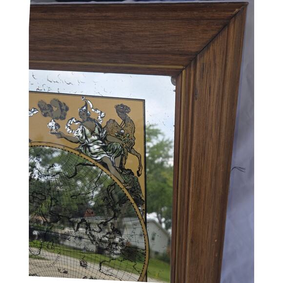 Vintage Frame Mirror Mappe Monde Du Globe World Map by Jan Barend Elwe 23 x 28 - Picture 4 of 16